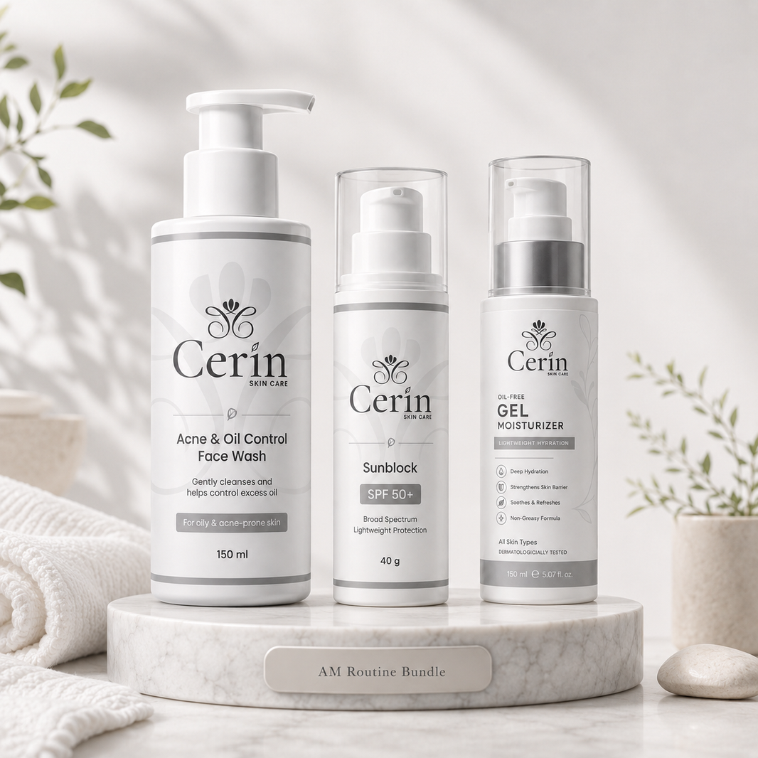 Cerin AM Acne Routine Bundle skincare products